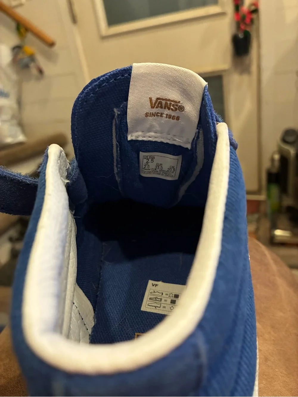 Vans Kids Royal Blue Velcro Skate Sneakers with White Stripe
